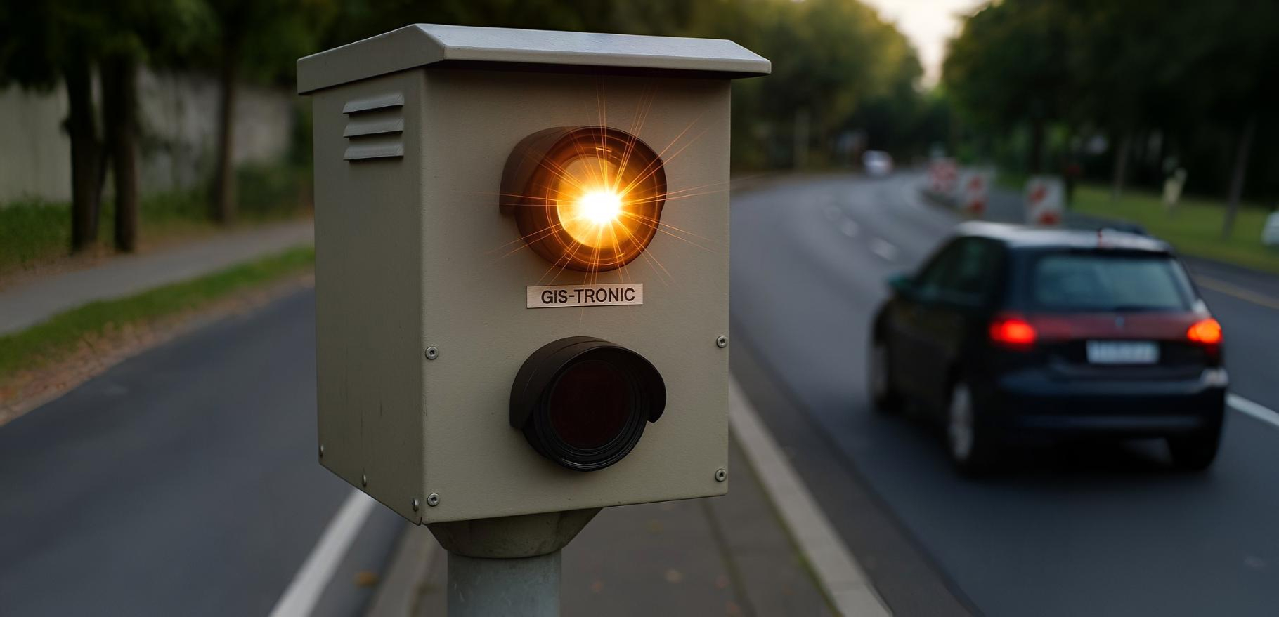Auto wird beim Blitzermarathon in Leipzig, Sachsen geblitzt